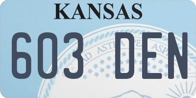 KS license plate 603DEN