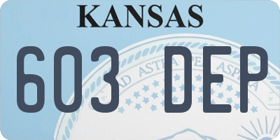 KS license plate 603DEP