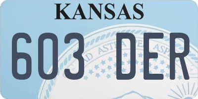 KS license plate 603DER
