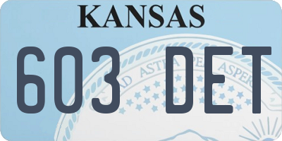 KS license plate 603DET