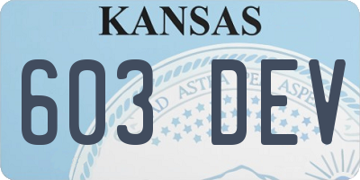 KS license plate 603DEV