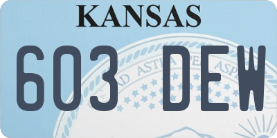 KS license plate 603DEW