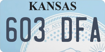 KS license plate 603DFA