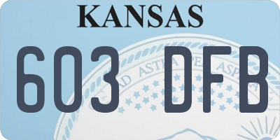 KS license plate 603DFB
