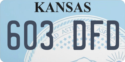 KS license plate 603DFD