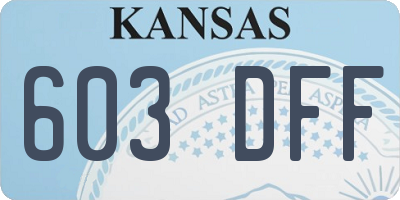 KS license plate 603DFF