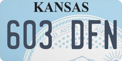 KS license plate 603DFN