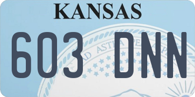 KS license plate 603DNN