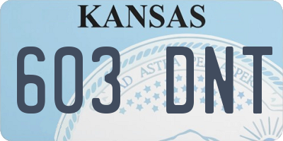 KS license plate 603DNT