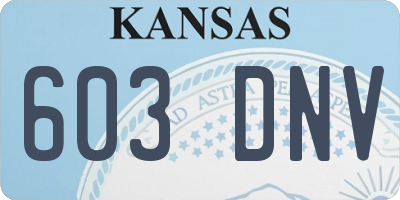 KS license plate 603DNV