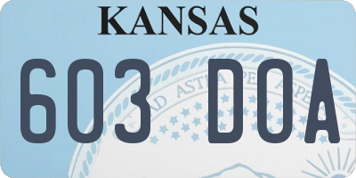 KS license plate 603DOA