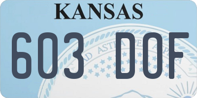 KS license plate 603DOF