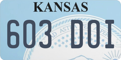 KS license plate 603DOI