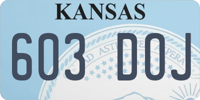 KS license plate 603DOJ
