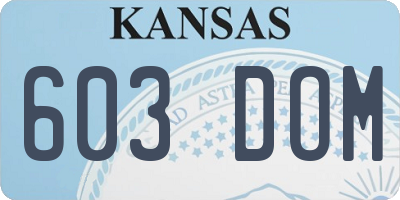 KS license plate 603DOM