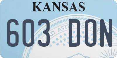 KS license plate 603DON