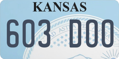 KS license plate 603DOO