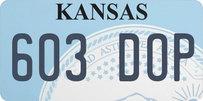 KS license plate 603DOP