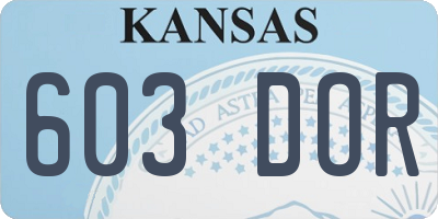 KS license plate 603DOR