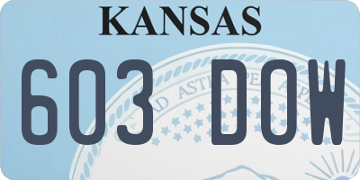 KS license plate 603DOW