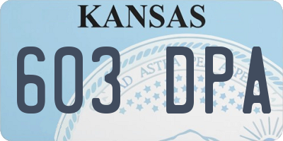 KS license plate 603DPA
