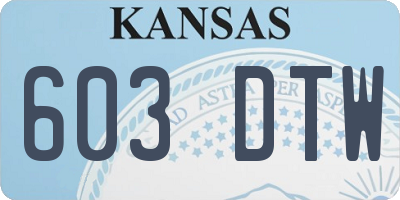 KS license plate 603DTW