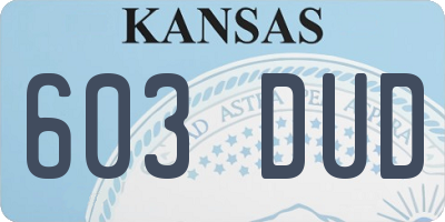 KS license plate 603DUD