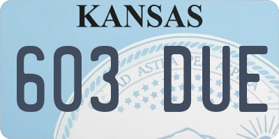 KS license plate 603DUE