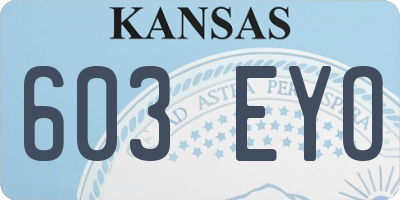 KS license plate 603EYO