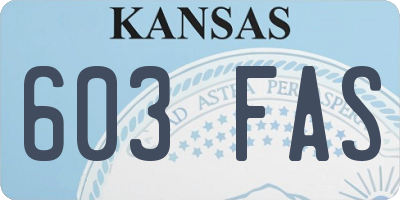 KS license plate 603FAS