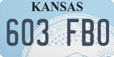 KS license plate 603FBO
