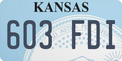 KS license plate 603FDI
