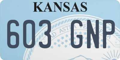 KS license plate 603GNP