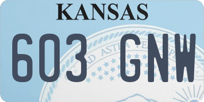 KS license plate 603GNW
