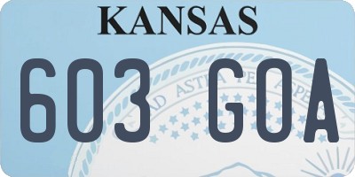 KS license plate 603GOA