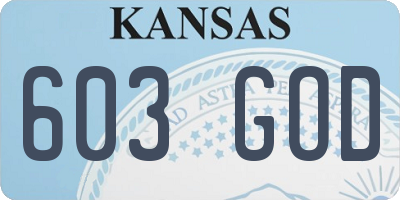 KS license plate 603GOD