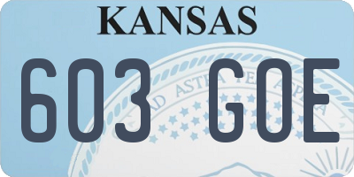 KS license plate 603GOE