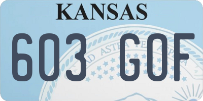 KS license plate 603GOF