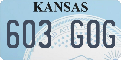 KS license plate 603GOG