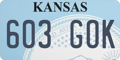 KS license plate 603GOK