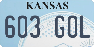 KS license plate 603GOL