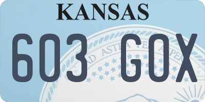 KS license plate 603GOX