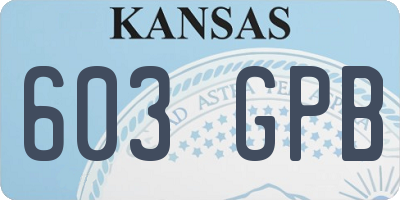 KS license plate 603GPB
