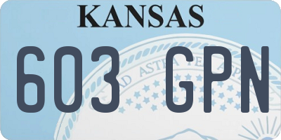 KS license plate 603GPN