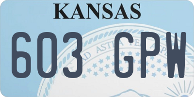 KS license plate 603GPW