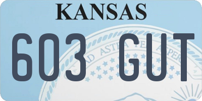KS license plate 603GUT