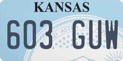 KS license plate 603GUW