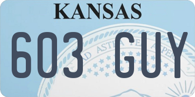 KS license plate 603GUY