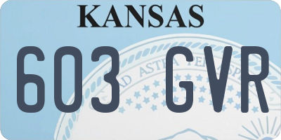 KS license plate 603GVR