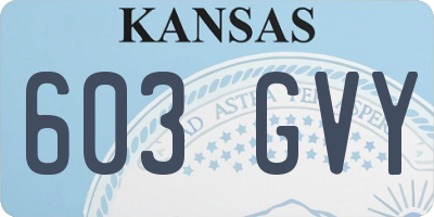 KS license plate 603GVY